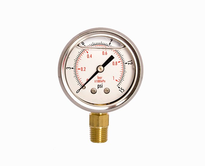 Oil-Filled SS316 double scale radial pressure gauge with brass connection