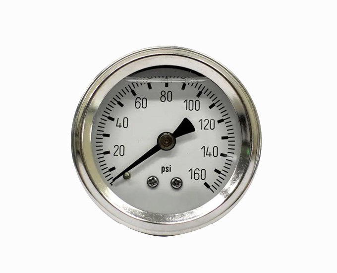 Oil-Filled SS304 single scale axial pressure gauge with brass connection