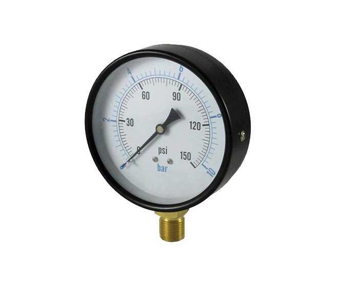 4“double scale Radial black steel general pressure gauge brass  connection
