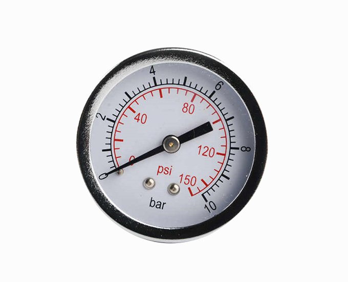 4” double scale axial black steel general pressure gauge brass  connection