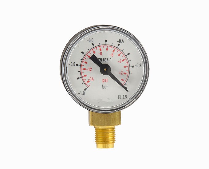 -1..0 Bar (-15..0 psi) Pressure Gauge Below Plastic Brass 40 mm Class 2.5