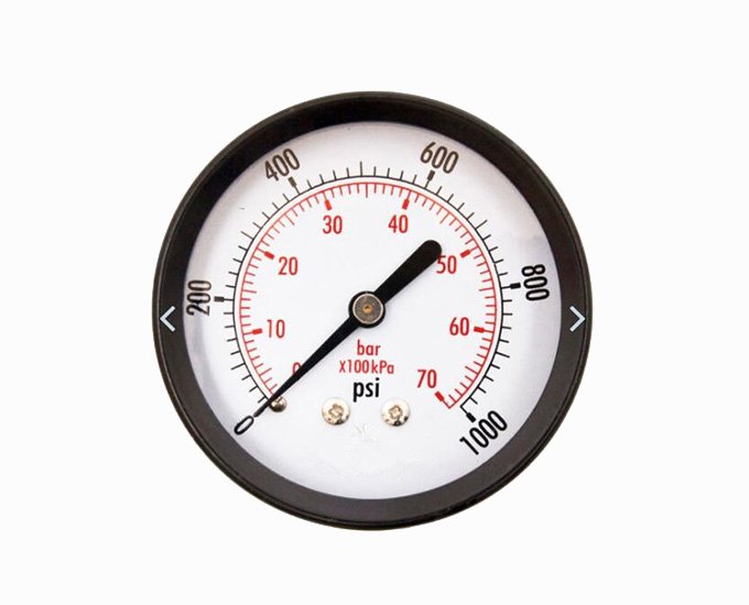 2" Dry Utility Pressure Gauge - Black Steel 1/4" NPT Center Back Mount