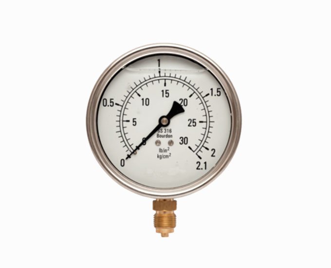 SS316 case double scale radial pressure gauge with bottom connection