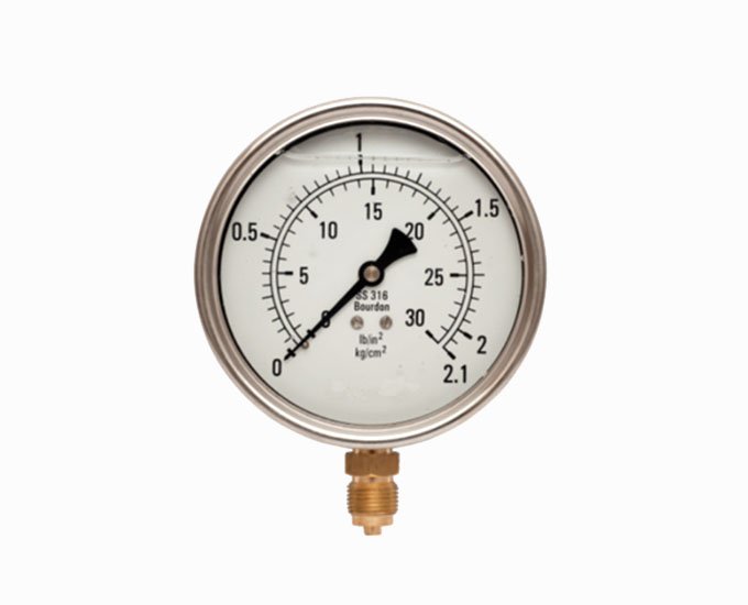 SS316 case double scale radial pressure gauge with bottom connection