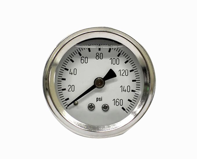 Oil-filled single scale axial SS pressure gauge economy type