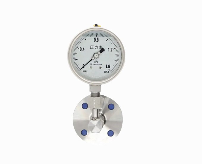 Angle flange  type diaphragm-seal pressure gauge