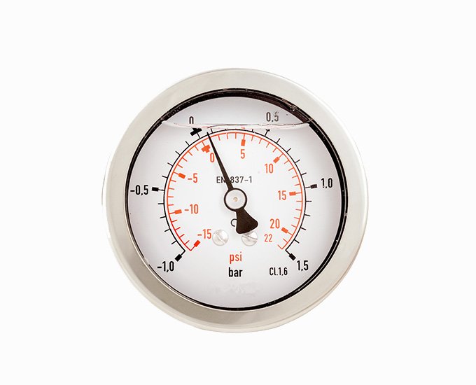 Oil-Filled SS316 double scale axial pressure gauge with brass connection