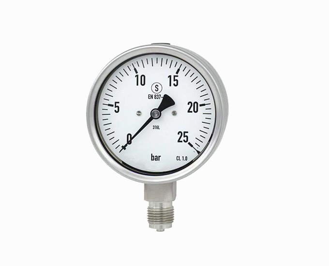 Oil-Filled SS316 single scale radial pressure gauge