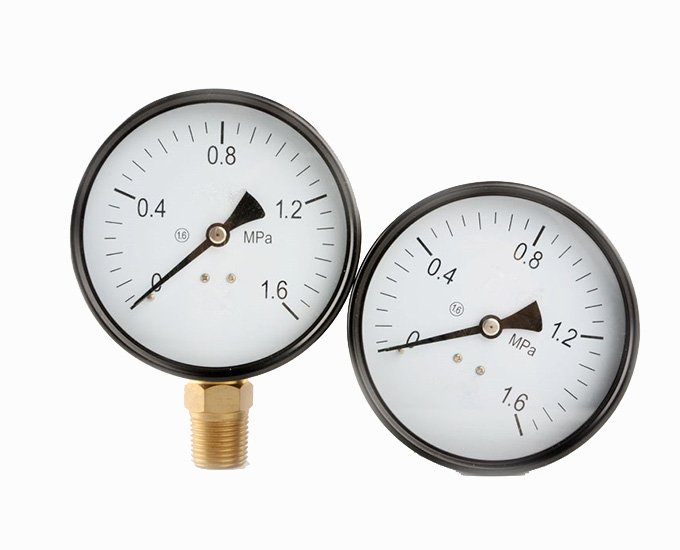 4” Single scale axial black steel general pressure gauge brass  connection