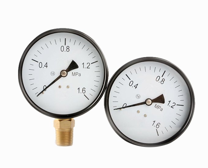 2” Single scale axial black steel general pressure gauge brass  connection