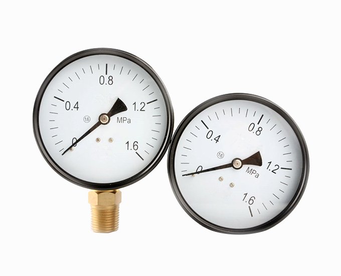 6” Single scale axial black steel general pressure gauge brass  connection