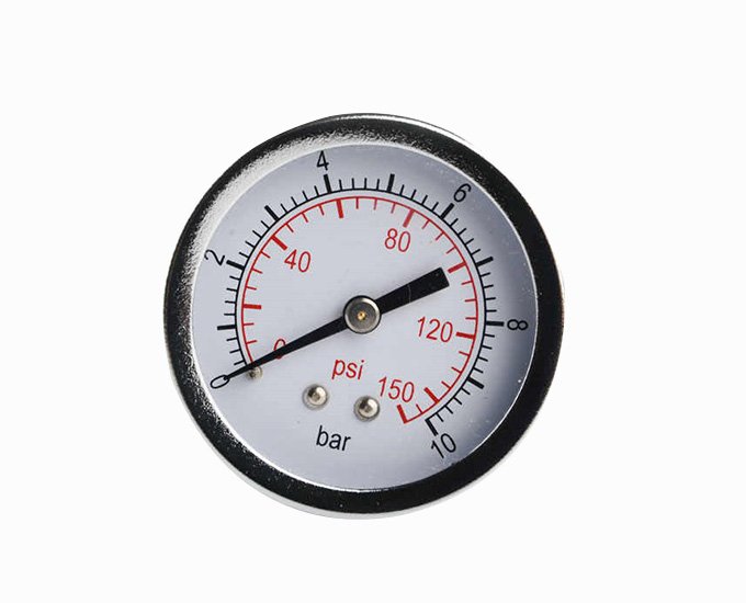 6” double scale axial black steel general pressure gauge brass  connection