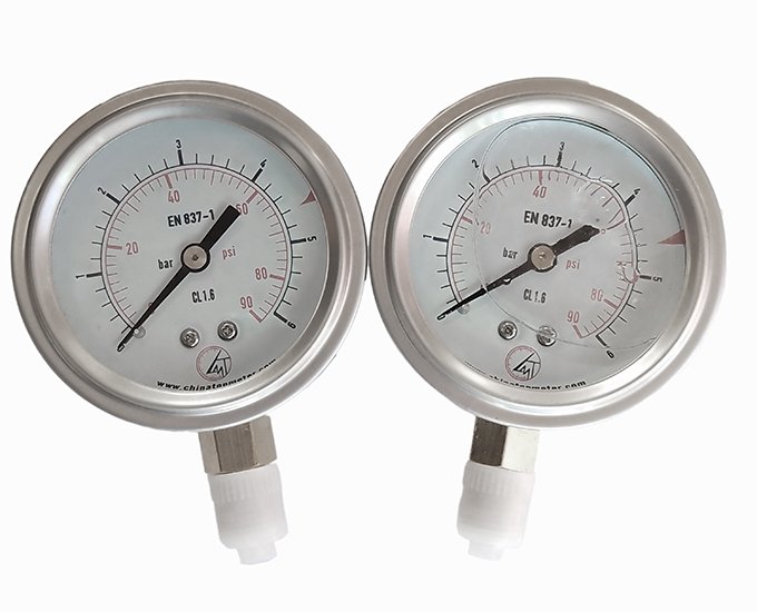 Oil-Filled SS316 single scale radial pressure gauge