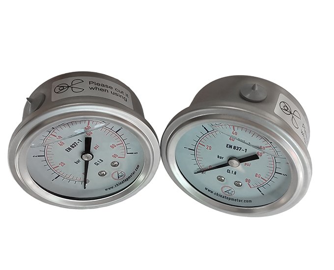 Oil-Filled SS304 double scale axial pressure gauge